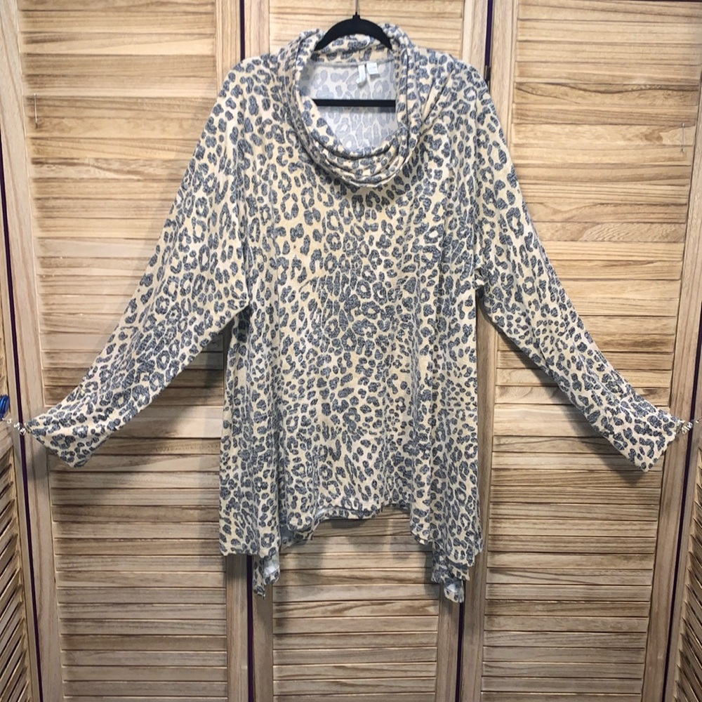 Active Cowl Neck Animal Print Brown Black Sweater 26/28W - Picture 2 of 9